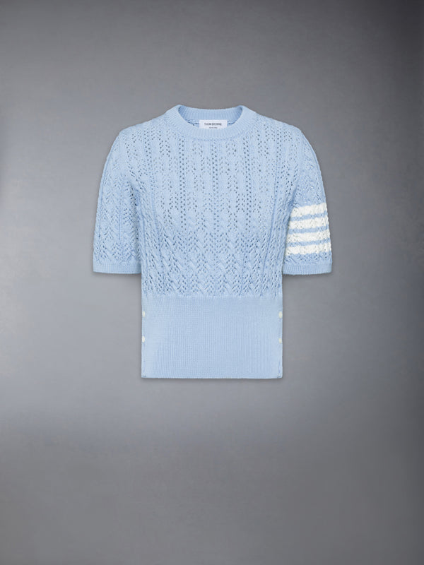 POINTELLE CABLE STITCH 4-BAR TEE - featured image