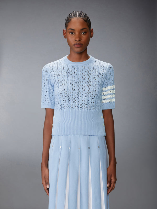POINTELLE CABLE STITCH 4-BAR TEE - image 1