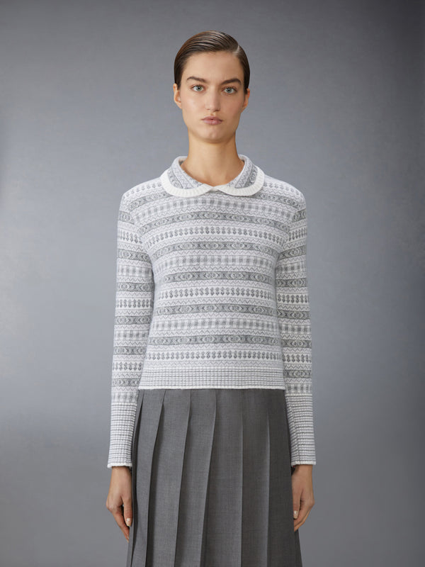 WOOL FLANNEL AND MOHAIR JACQUARD PETER PAN COLLAR PULLOVER - image 1