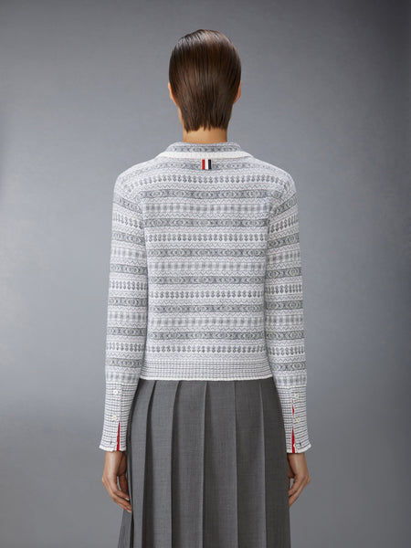 WOOL FLANNEL AND MOHAIR JACQUARD PETER PAN COLLAR PULLOVER WHITE