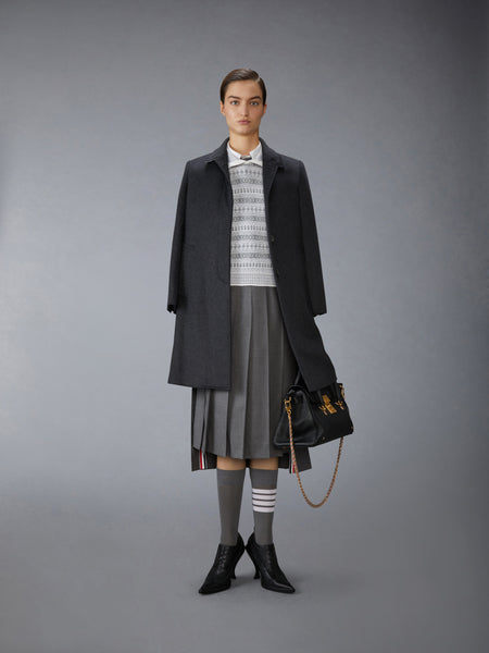 WOOL FLANNEL AND MOHAIR JACQUARD PETER PAN COLLAR PULLOVER WHITE