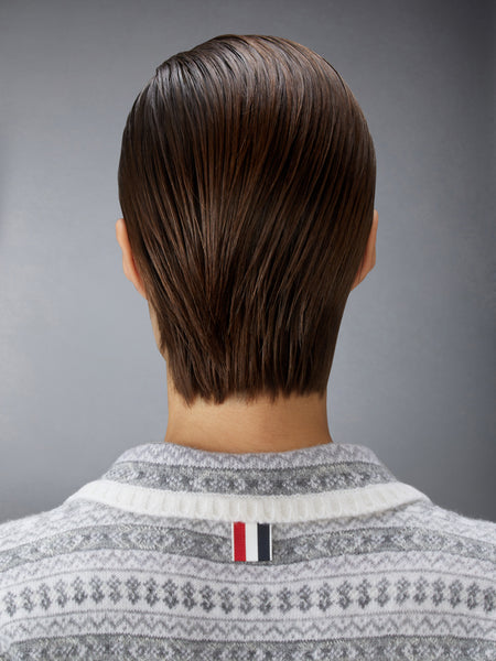 WOOL FLANNEL AND MOHAIR JACQUARD PETER PAN COLLAR PULLOVER WHITE