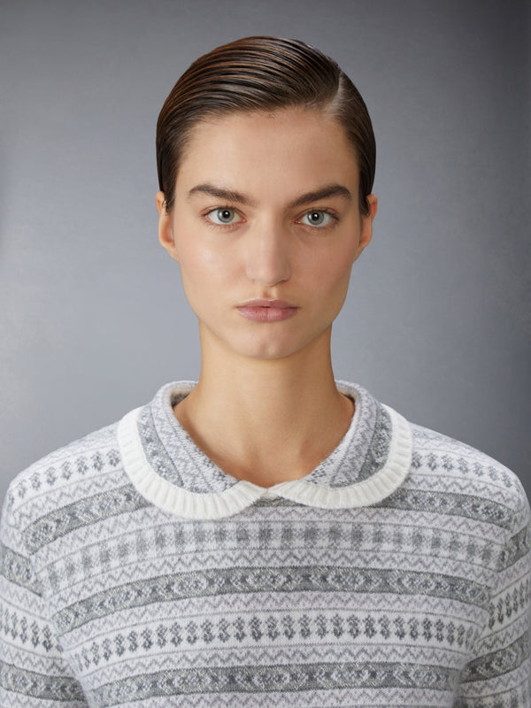WOOL FLANNEL AND MOHAIR JACQUARD PETER PAN COLLAR PULLOVER - image 5