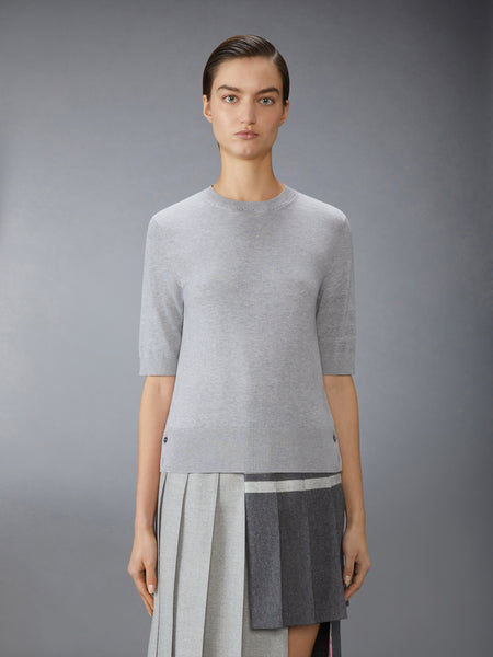 JERSEY STITCH POINTELLE 4-BAR TEE LT GREY