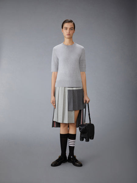 JERSEY STITCH POINTELLE 4-BAR TEE LT GREY