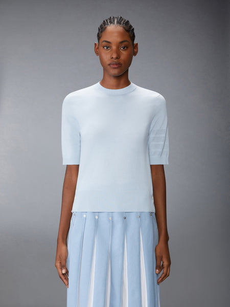 JERSEY STITCH POINTELLE 4-BAR TEE LT BLUE