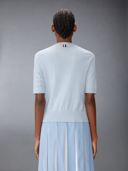 JERSEY STITCH POINTELLE 4-BAR TEE LT BLUE