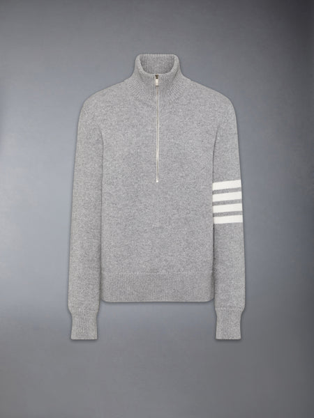 JERSEY STITCH MERINO WOOL 4-BAR PULLOVER LT GREY