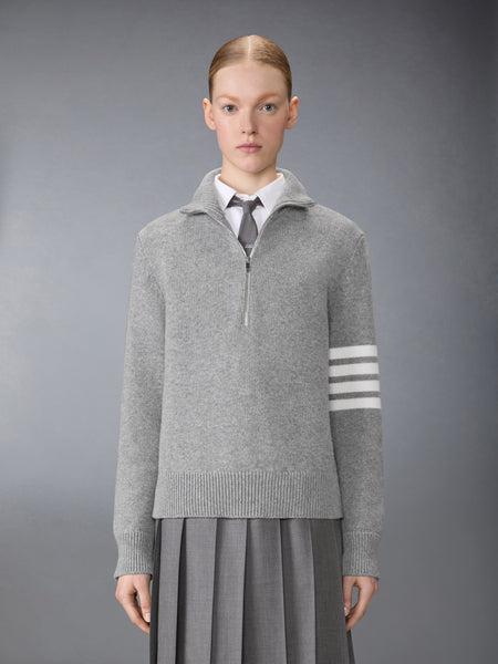 JERSEY STITCH MERINO WOOL 4-BAR PULLOVER LT GREY