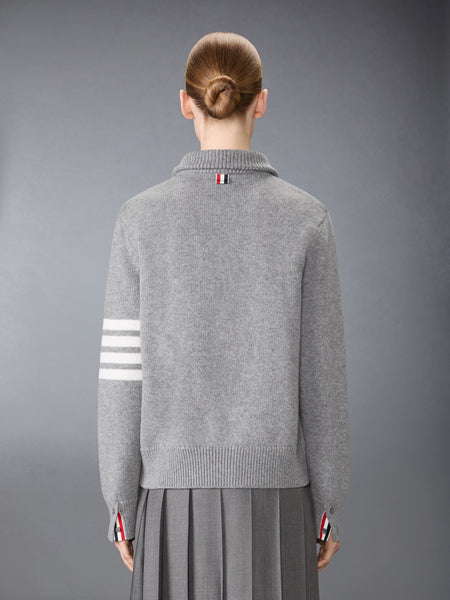 JERSEY STITCH MERINO WOOL 4-BAR PULLOVER LT GREY
