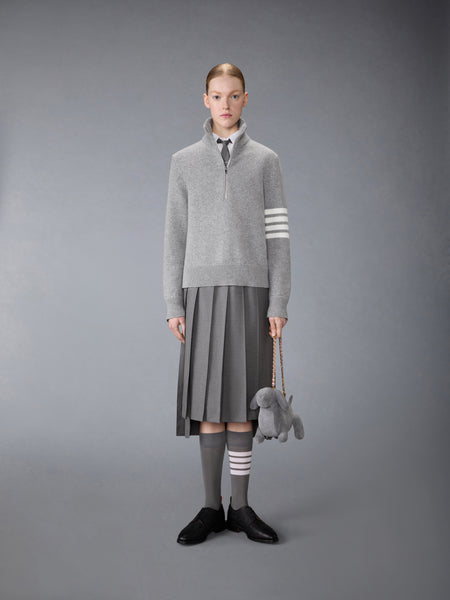 JERSEY STITCH MERINO WOOL 4-BAR PULLOVER LT GREY
