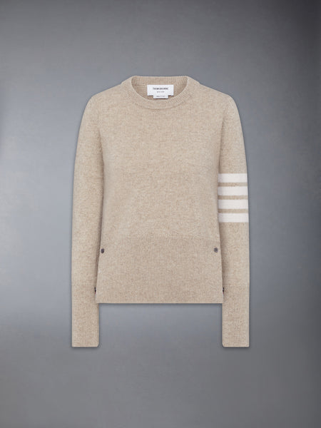 JERSEY STITCH SHETLAND WOOL 4-BAR PULLOVER KHAKI