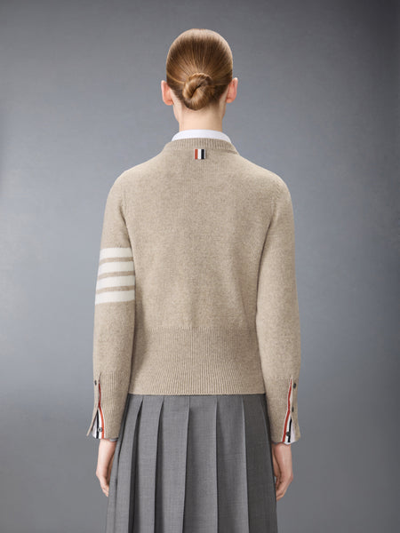 JERSEY STITCH SHETLAND WOOL 4-BAR PULLOVER KHAKI