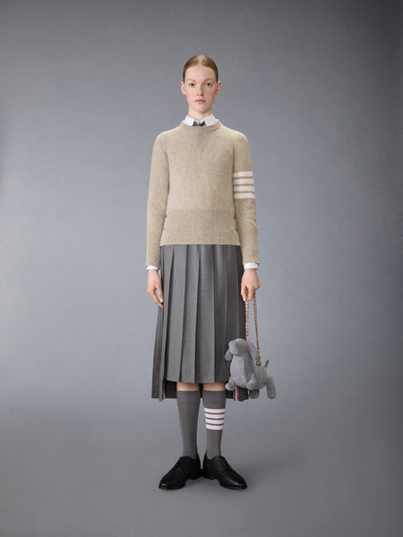 JERSEY STITCH SHETLAND WOOL 4-BAR PULLOVER KHAKI