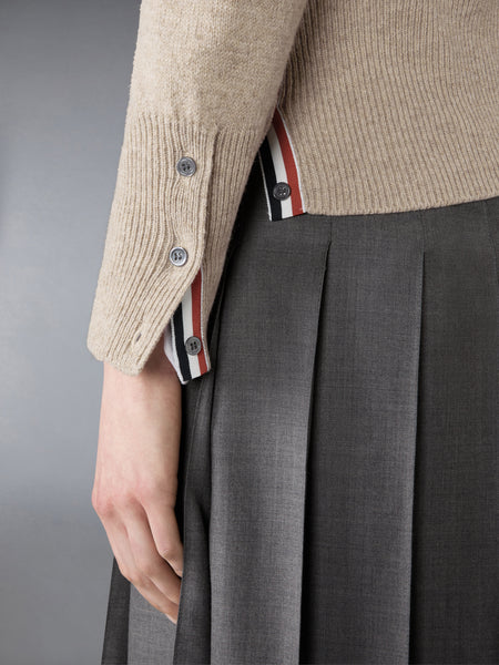 JERSEY STITCH SHETLAND WOOL 4-BAR PULLOVER KHAKI
