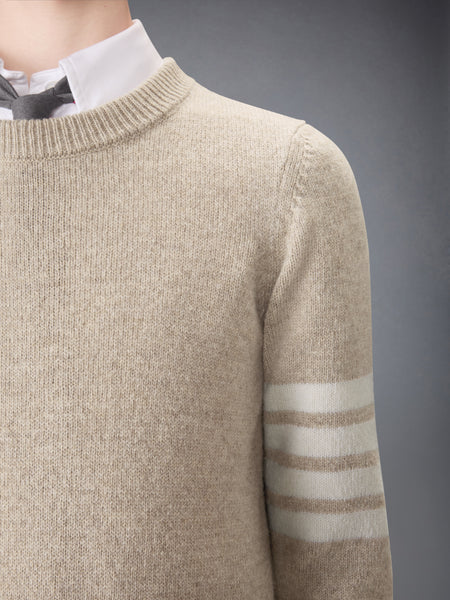 JERSEY STITCH SHETLAND WOOL 4-BAR PULLOVER KHAKI