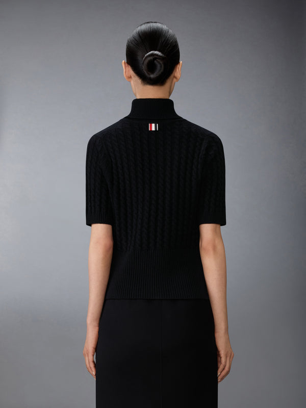 CASHMERE BABY CABLE STITCH  SHORT SLEEVE TURTLENECK - image 2