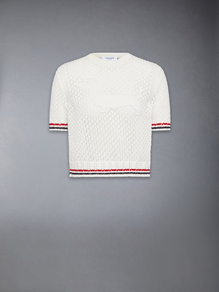COTTON POINTELLE STITCH HECTOR RWB TEE WHITE