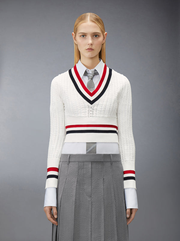 CRICKET RWB STRIPE BABY LADDER CABLE SHRUNKEN SWEATER - image 1