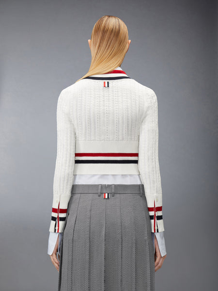CRICKET RWB STRIPE BABY LADDER CABLE SHRUNKEN SWEATER WHITE