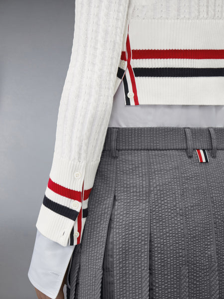 CRICKET RWB STRIPE BABY LADDER CABLE SHRUNKEN SWEATER WHITE