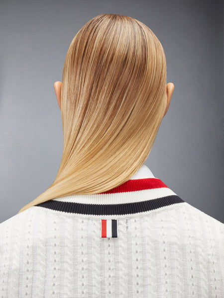 CRICKET RWB STRIPE BABY LADDER CABLE SHRUNKEN SWEATER WHITE