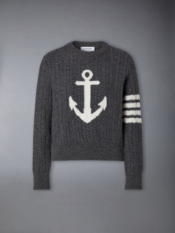 MERINO WOOL 4-BAR INTARSIA ANCHOR PULLOVER - featured image