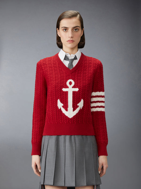 MERINO WOOL 4-BAR INTARSIA ANCHOR PULLOVER - image 1