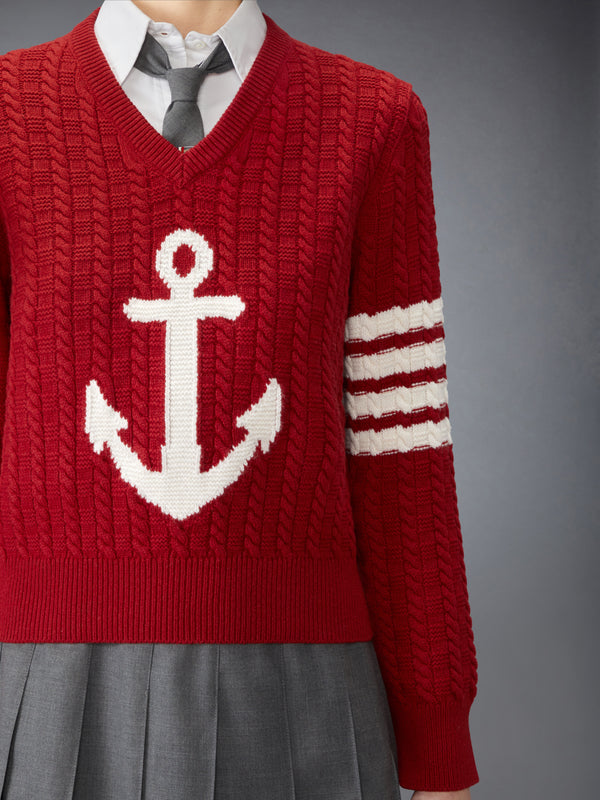 MERINO WOOL 4-BAR INTARSIA ANCHOR PULLOVER - image 5
