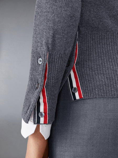 CLASSIC CASHMERE 4-BAR V-NECK CARDIGAN DARK GREY