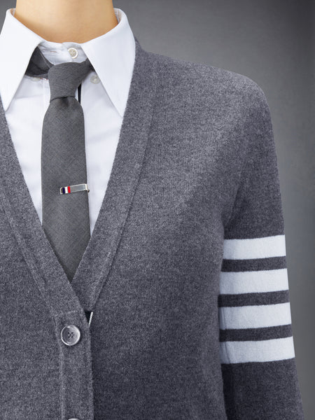CLASSIC CASHMERE 4-BAR V-NECK CARDIGAN DARK GREY