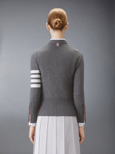 CLASSIC CASHMERE 4-BAR V-NECK CARDIGAN MED GREY