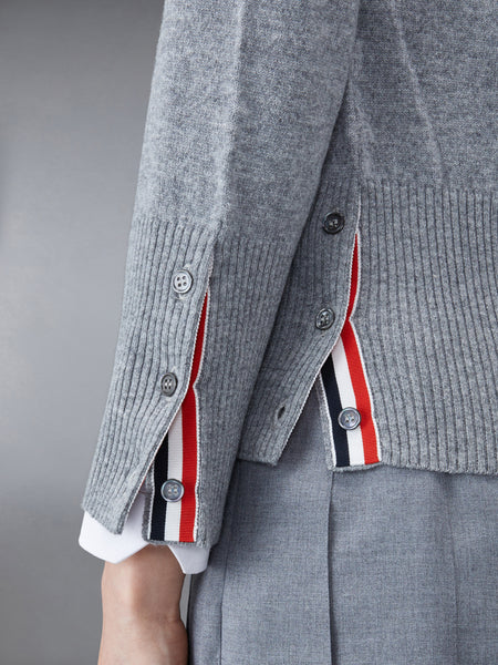 CLASSIC CASHMERE 4-BAR V-NECK CARDIGAN LIGHT GREY