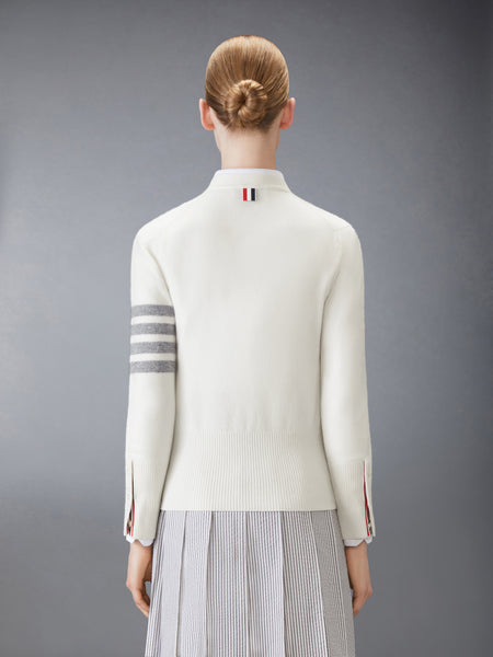 CLASSIC CASHMERE 4-BAR V-NECK CARDIGAN WHITE