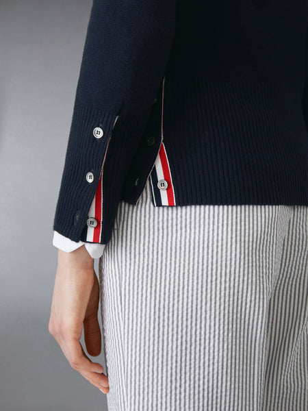 CLASSIC CASHMERE 4-BAR V-NECK CARDIGAN NAVY