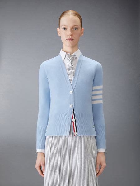 CLASSIC CASHMERE 4-BAR V-NECK CARDIGAN LIGHT BLUE