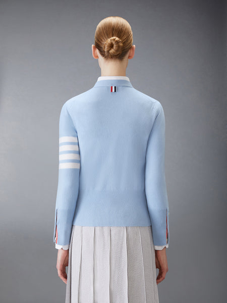 CLASSIC CASHMERE 4-BAR V-NECK CARDIGAN LIGHT BLUE