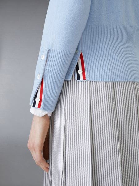 CLASSIC CASHMERE 4-BAR V-NECK CARDIGAN LIGHT BLUE