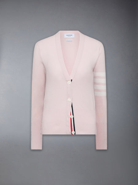 CLASSIC CASHMERE 4-BAR V-NECK CARDIGAN LIGHT PINK