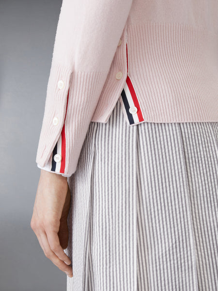 CLASSIC CASHMERE 4-BAR V-NECK CARDIGAN LIGHT PINK