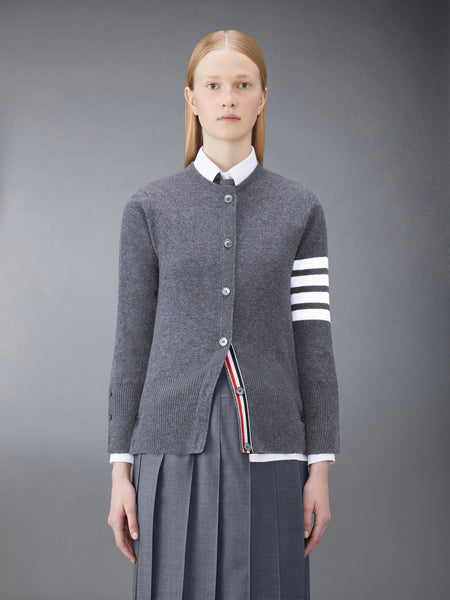 CLASSIC CASHMERE 4-BAR V-NECK CARDIGAN DARK GREY