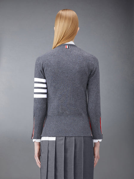 CLASSIC CASHMERE 4-BAR V-NECK CARDIGAN DARK GREY