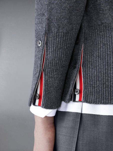 CLASSIC CASHMERE 4-BAR V-NECK CARDIGAN DARK GREY