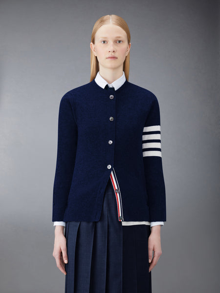 CLASSIC CASHMERE 4-BAR V-NECK CARDIGAN NAVY