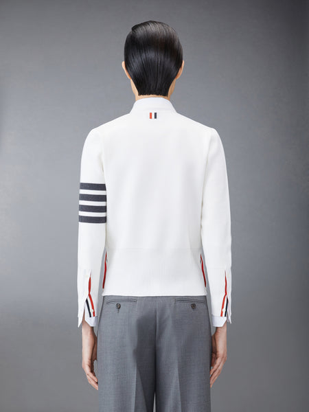 WOOL 4-BAR V-NECK CARDIGAN WHITE