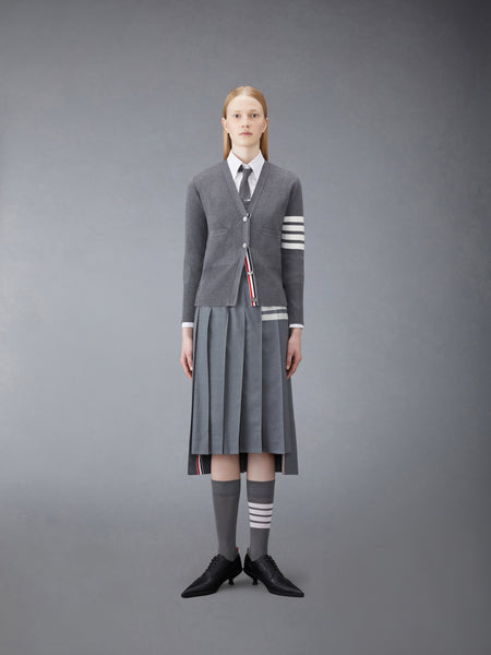 COTTON CREPE MILANO 4-BAR CARDIGAN MED GREY