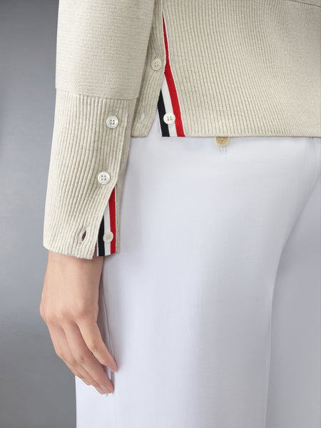 COTTON CREPE MILANO 4-BAR CARDIGAN BEIGE