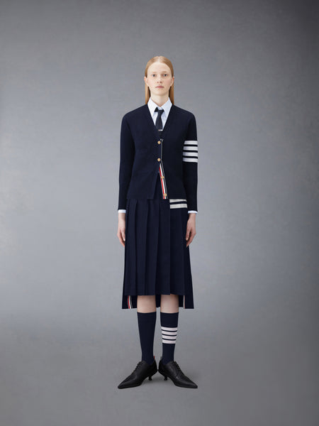COTTON CREPE MILANO 4-BAR CARDIGAN NAVY