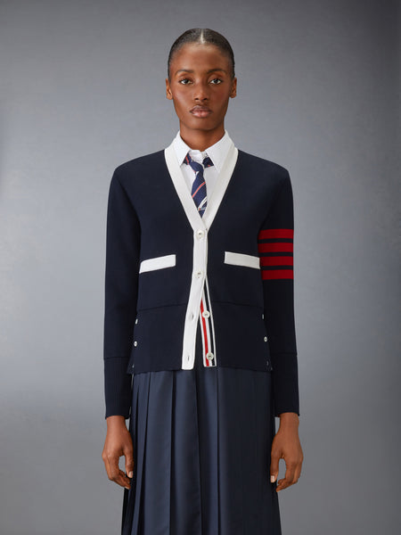 MILANO STITCH COTTON 4-BAR CARDIGAN NAVY