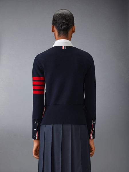 MILANO STITCH COTTON 4-BAR CARDIGAN NAVY